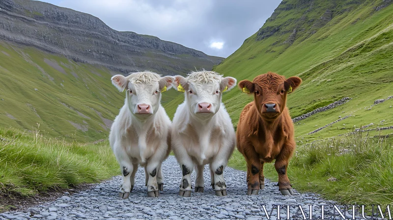 Cows on the Road AI Image