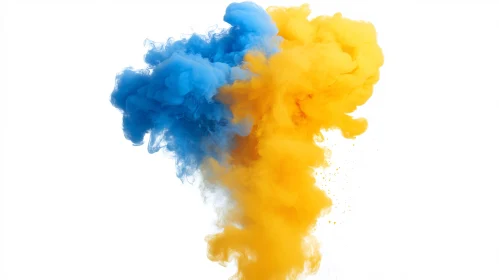 Abstract Smoke Art: Blue and Yellow Fusion