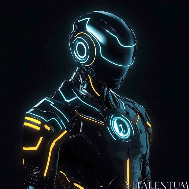 AI ART High-Tech Humanoid Cyborg with Neon Lighting