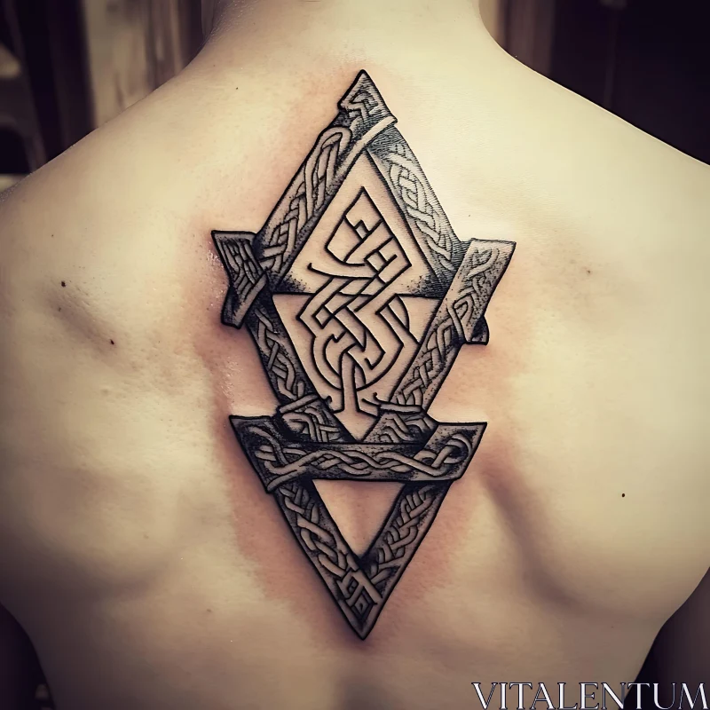 Complex Tribal Back Tattoo Design AI Image