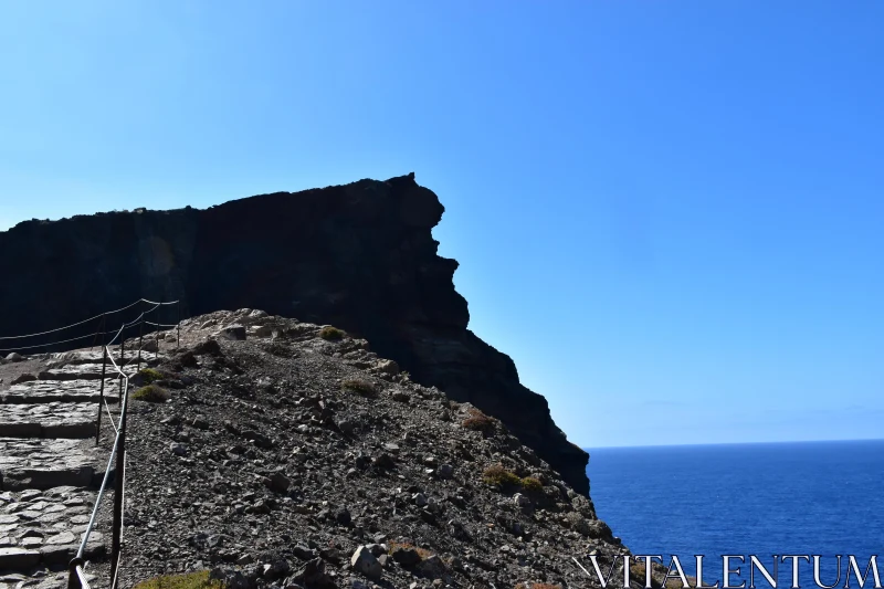 Ocean's Edge Cliffside View Free Stock Photo