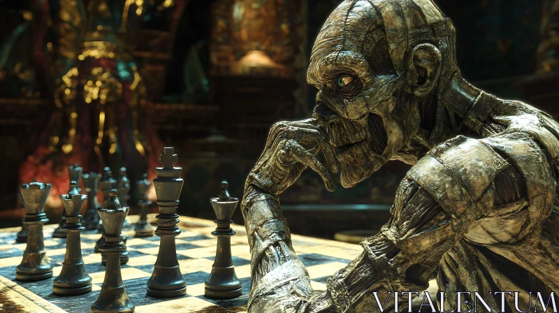 Dark Fantasy Chess Game with Skeletal Player AI Image