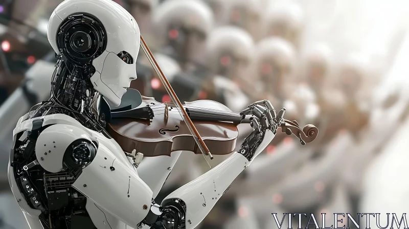 Cyborg Violinist in Technological Symphony AI Image