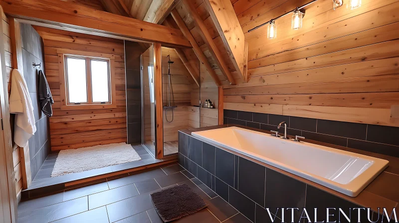 AI ART Wood-Paneled Bathroom with Modern Fixtures