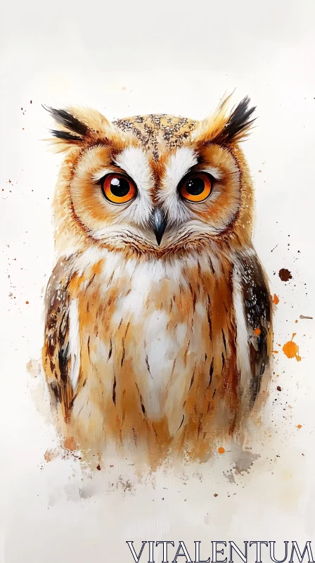 AI ART Owl Art with Watercolor Effects