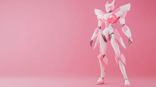 Geometric Robot in Pink Aesthetic