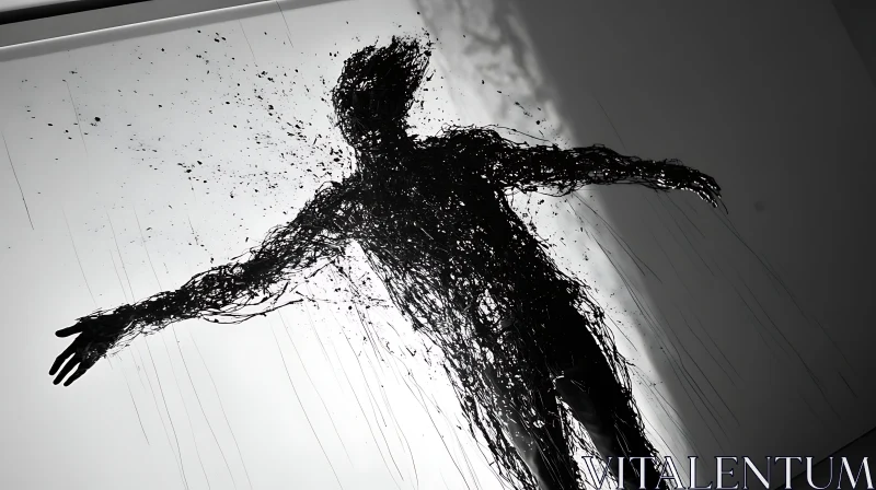 AI ART Tangled Lines: Abstract Human Figure