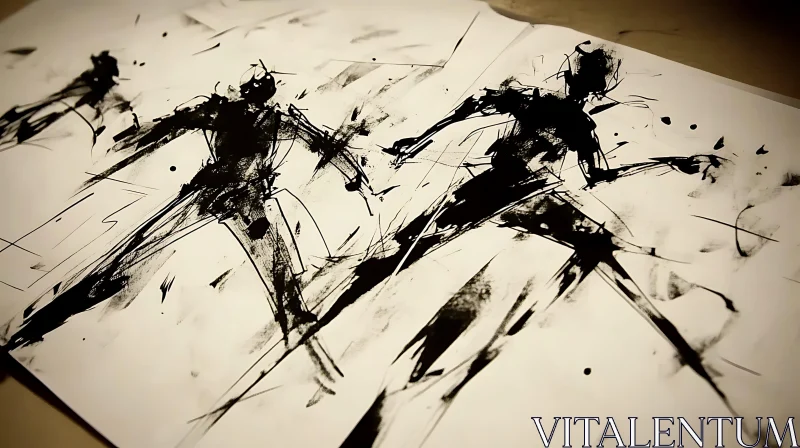 AI ART Expressive Ink Sketch of Figures in Motion