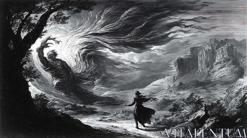 AI ART Monochrome Vision: Facing the Storm