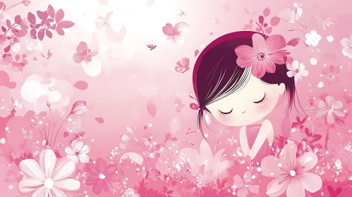Dreamy Pink Floral Girl Image