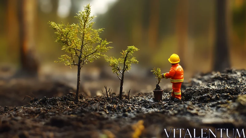 Tiny Planter: A Symbol of Reforestation AI Image