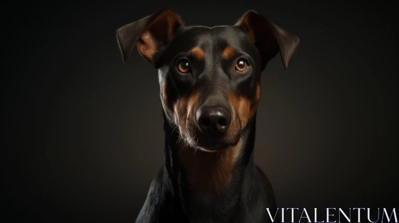 Doberman Pinscher Portrait: A Study in Light and Shadow AI Image