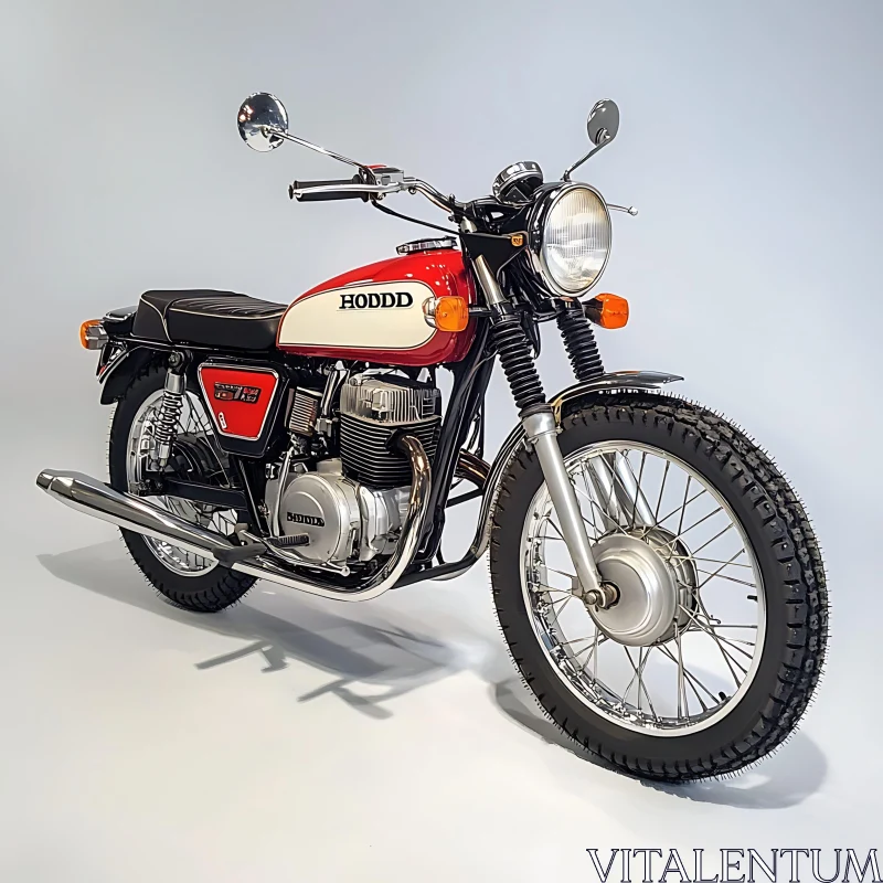 Retro Motorcycle: A Timeless Red and White Beauty AI Image