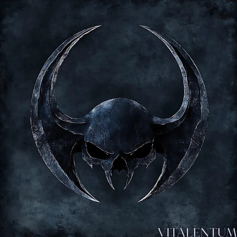 Crescent Horned Skull Gothic Symbol AI Image