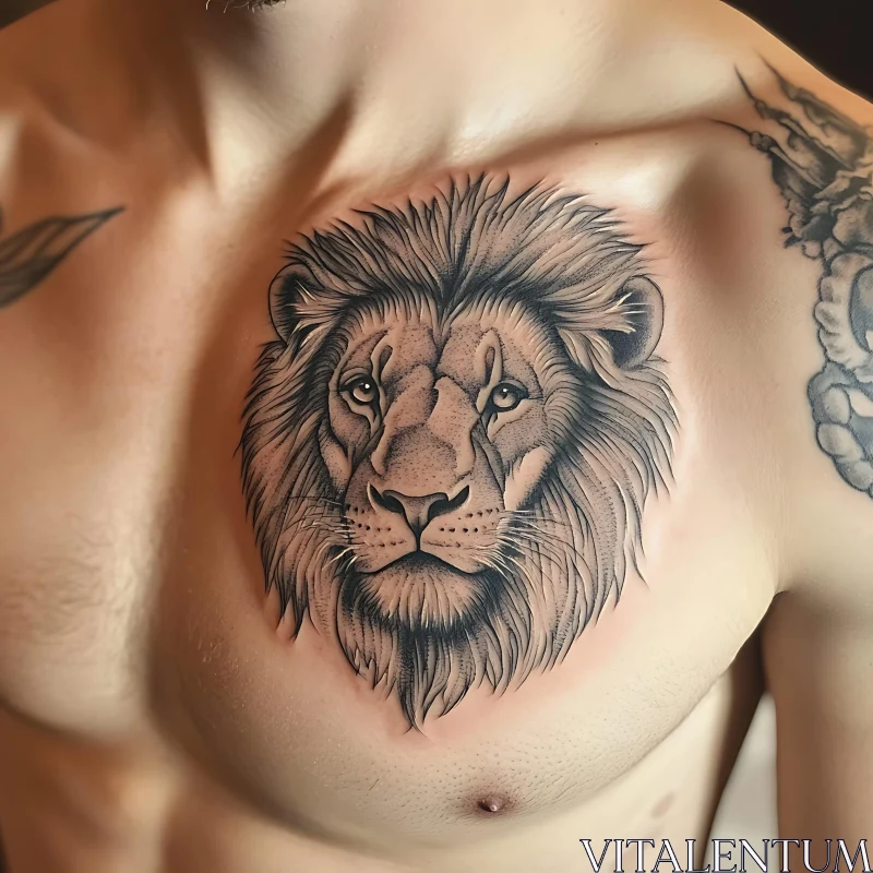 Lion Chest Tattoo Design AI Image