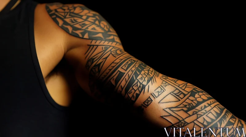 AI ART Detailed Black Ink Tribal Tattoo on Arm