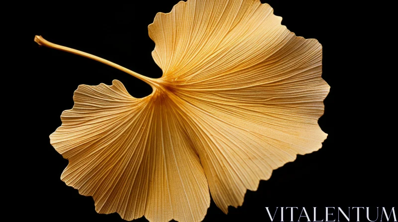 Golden Ginkgo Leaf - A Serene Depiction of Nature's Intricate Patterns AI Image