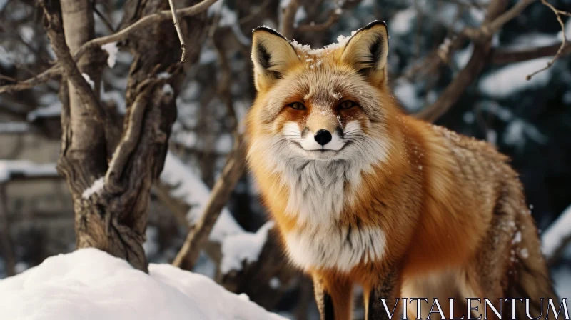Red Fox in Snow: A Portrayal of Exacting Precision and Ethereal Beauty AI Image
