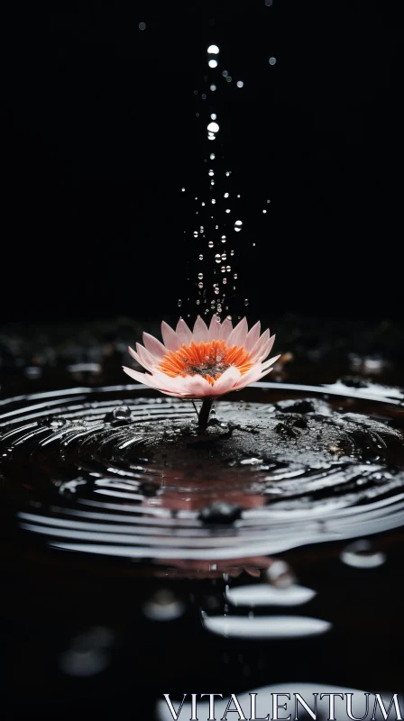 Surreal Pink Flower Floating on Water - Zen & Bloomcore Inspired AI Image