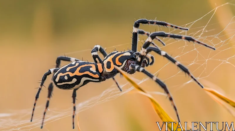 Macro Shot of a Beautifully Patterned Spider AI Image