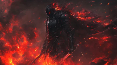 Warrior in Flames Digital Art