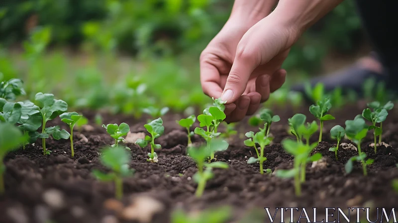 Young Plants in Fertile Soil AI Image