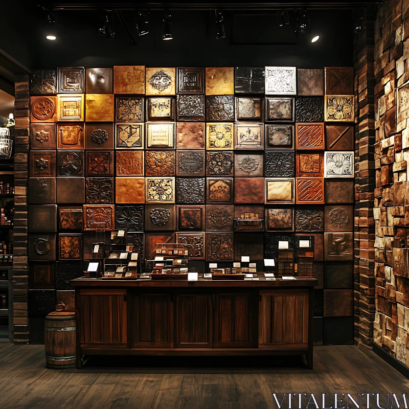 Rustic Interior with Decorative Tile Wall AI Image