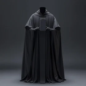 Black Robe Figure with Phone