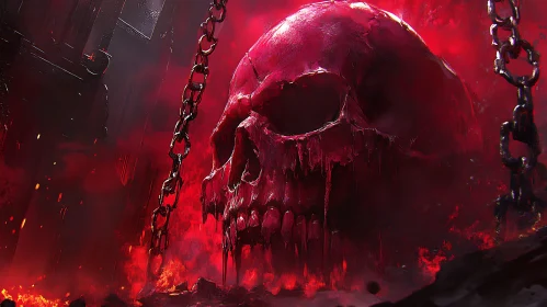 Hanging Skull with Chains