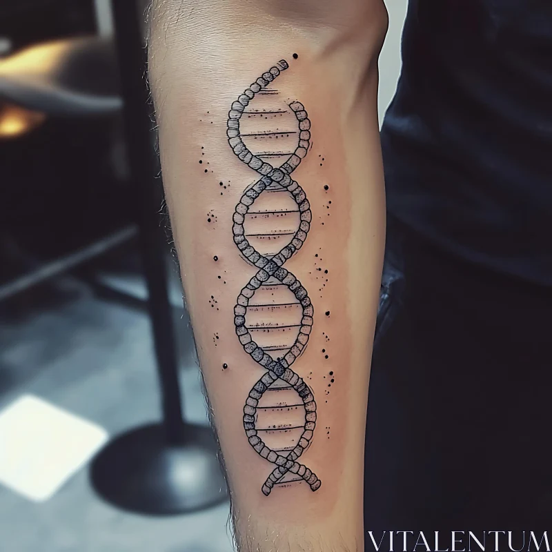 AI ART DNA Spiral Tattoo Design on Forearm