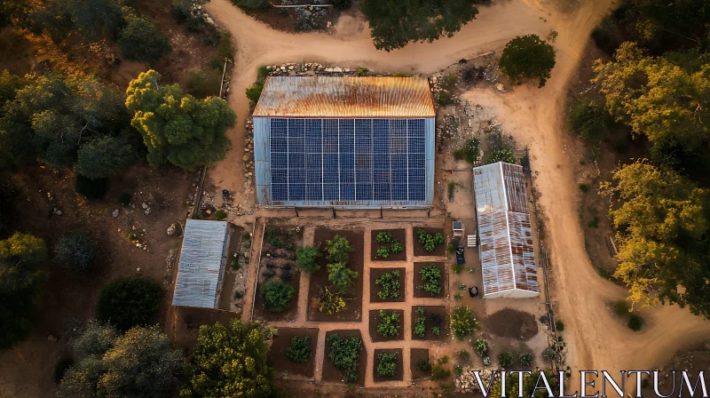 Eco-Friendly Rural Living with Solar and Garden AI Image