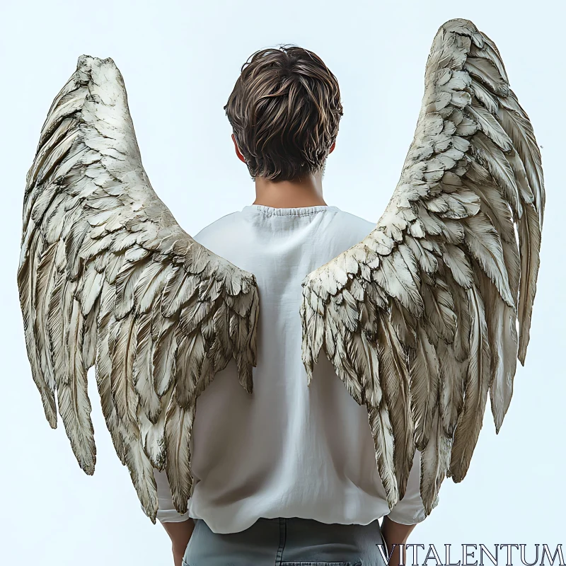 AI ART Winged Figure: Back Portrait