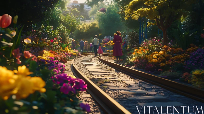 Floral Railroad Walkway AI Image