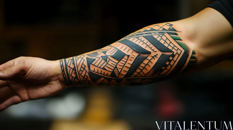 Detailed Geometric Tattoo on Forearm AI Image