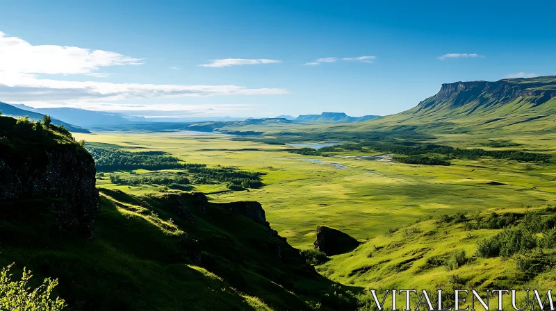 Picturesque Mountain Valley Landscape AI Image