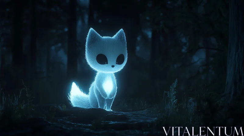 Glowing Fox in Enchanted Forest AI Image