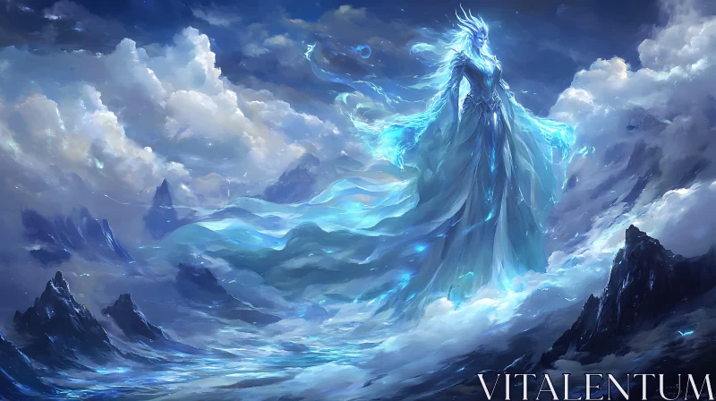 AI ART Glacial Majesty: Queen of the Frozen Peaks