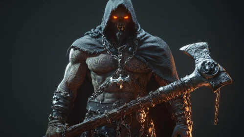 Dark Warrior with Glowing Eyes