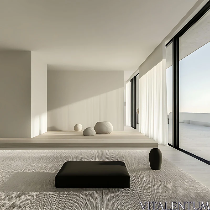 Serene Room with Clean Lines and Neutral Colors AI Image