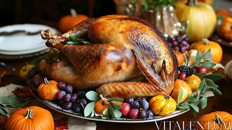 Roasted Turkey Thanksgiving Feast AI Image