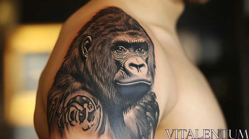 Detailed Gorilla Tattoo Portrait AI Image