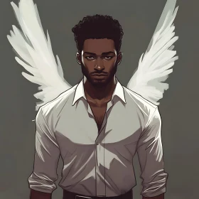 Winged Man Portrait - Ethereal Artwork