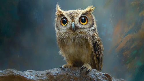 Owl with Striking Yellow Eyes