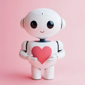 Loving Robot with Pink Heart