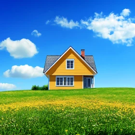 Sunlit Home in a Floral Meadow