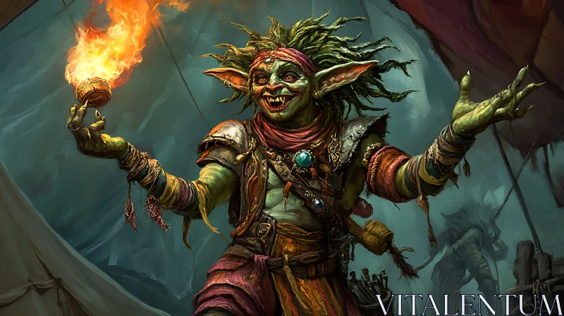 AI ART Fantasy Goblin Character with Fire