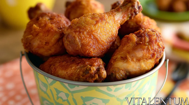 Golden Fried Chicken in a Bucket AI Image