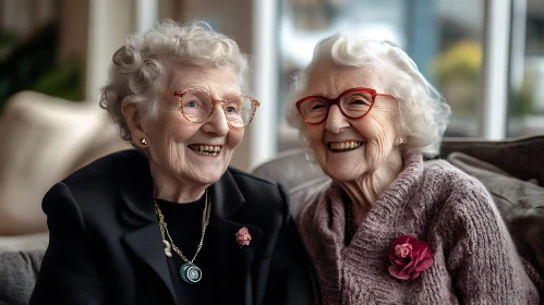 Portrait of Two Smiling Senior Women