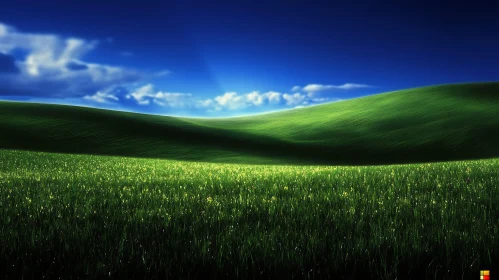 Rolling Hills and Cloudy Sky