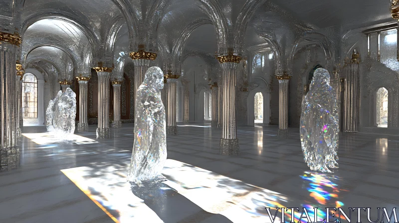 Hall of Crystalline Figures AI Image